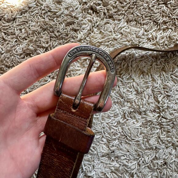 Vintage Levi’s Brown Leather Belt Western Made in USA 90s Men’s - Picture 2 of 8